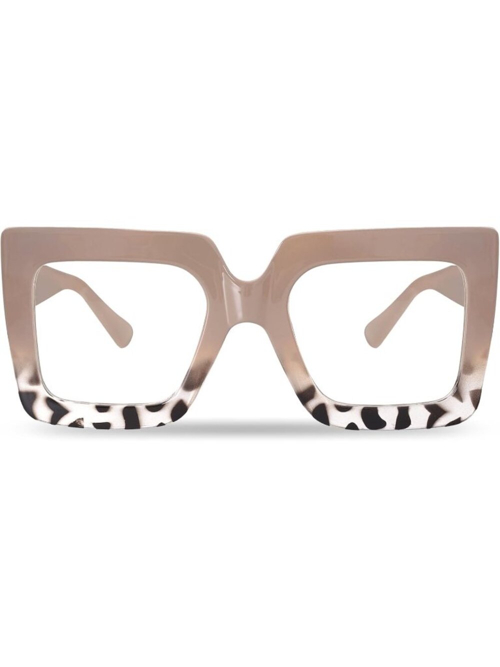 Women's Khaki Oversized Square Big Frame Computer Eyewear Thick Fashion Glasses